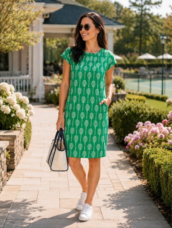 Boden Dresses & Skirts - Boden Green Tennis-Print Tee